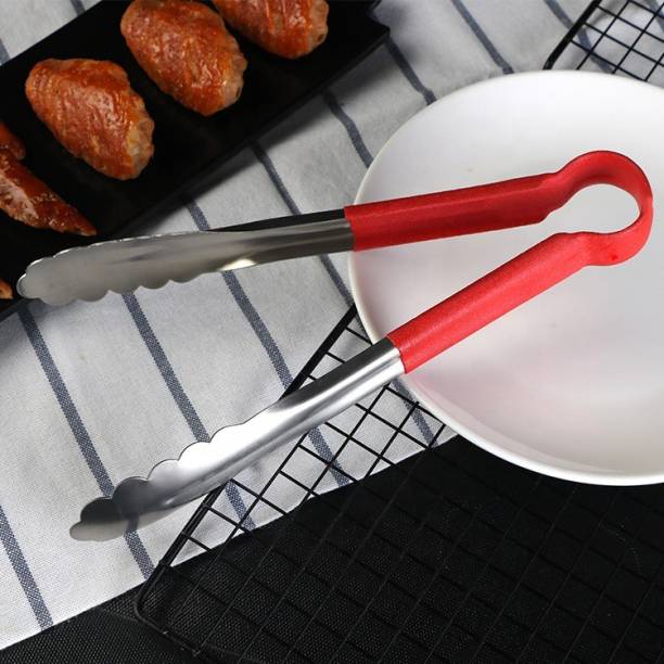 Giffy High Quality Kitchen Accessories Non Stick Vinyl Coated Handle Stainless Steel 9 Inch Utility Food Tong 23 cm Utility Tongs