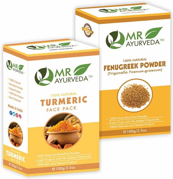 MR Ayurveda 100% Organic Turmeric Face Pack Powder and Fenugreek Powder - Pack of 2