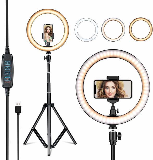 MAIPLE 10 Inches Large LED Ring Light 3 Color Mode with Tripod for YouTube, Instagram, Makeup, TikTok, Taka-Tak, Reels, Photo Video Shooting Stand Ring Flash