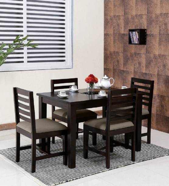 Taskwood Furniture Solid Wood Sheesham Wood 4 Seater Dining Table With 4 Chairs For Dining Room Solid Wood 4 Seater Dining Set
