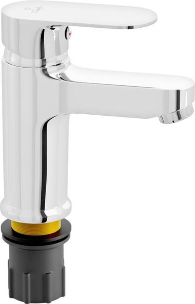 PIXAFLO KOROIT Brass Single Lever Basin Mixer With 450 mm Long Stainless Steel Braided Hoses (Chrome) Single Lever Basin Mixer (Hot and Cold) Basin Mixer Faucet