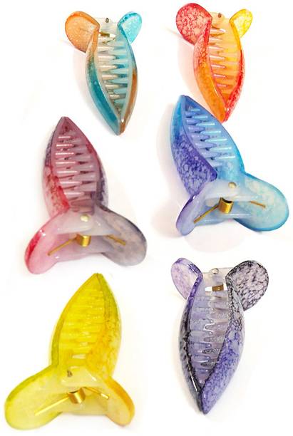 BHARATGAURAV Plastic Banana Mirchi Hair Claw Clip for Women's (Medium) (Pack of 6) Banana Clip
