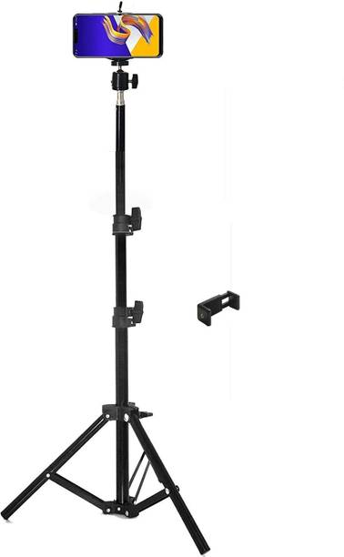 Speeqo 6.9" feet (200cm) strong Metal mobile phone tripod/camera stand,beauty ring fill light stand, photography umbrella ,selfie video recording [2.1 meters tripod] with mobile holder clip Tripod Tripod