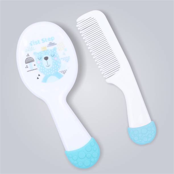 1st Step Matte Collection Easy Grip, Soft & Gentle Comb And Brush Grooming Set - Blue