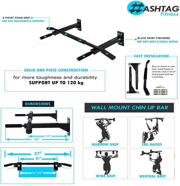 HASHTAG FITNESS WALL MOUNT CHIN UP AND PULL UP BAR Chin...