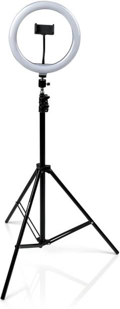 Treadmill Adjustable 10" inch LED Ring Light with 7 Ft Tripod Stand Combo and Phone Holder for YouTube, instagram Reels Photo-shoot Video Live Stream Makeup Videos vlogging Vigo Video Shooting | 3 color modes Dimmable Lighting | Recording with Mobile Phone and Camera Clip Setup Ring Flash Flash