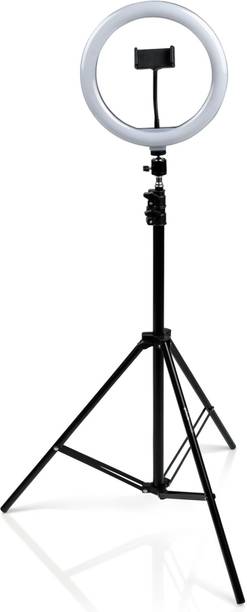 Treadmill High Quality 10" inch LED Ring Light with 7 Ft Tripod Stand Combo and Phone Holder for YouTube, instagram Reels Photo-shoot Video Live Stream Makeup Videos vlogging Vigo Video Shooting | 3 color modes Dimmable Lighting | Recording with Mobile Phone and Camera Clip Setup Ring Flash Flash