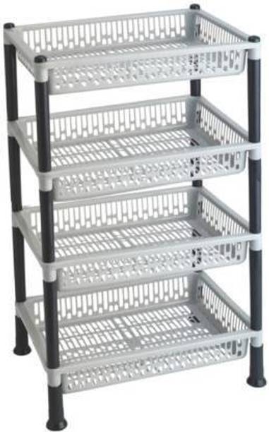 NEWON 4 Layer Kitchen Stand Fruits & Vegetable Rack Storage Stand Kitchen Trolley Plastic Kitchen Trolley