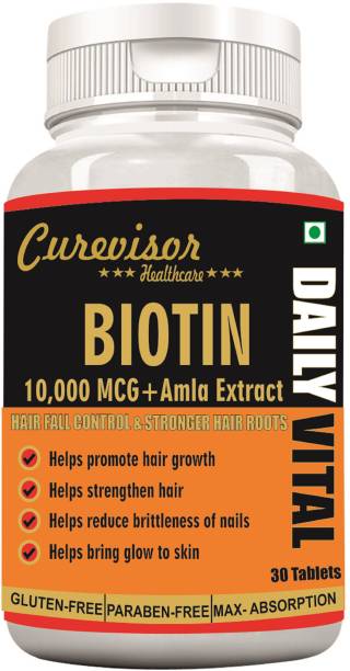 Curevisor Biotin 10000mcg with Keratin & Amla Extract Tablets For Hair Skin & Nails_2
