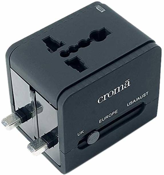 Croma Universal Dual USB Adaptor 2.1 Ampere CREP0144 Worldwide Adaptor