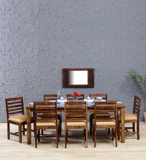 Douceur Furnitures Solid Wood Sheesham Wood 8 Seater Dining Set For Dining Room / Restaurant. Solid Wood 8 Seater Dining Set