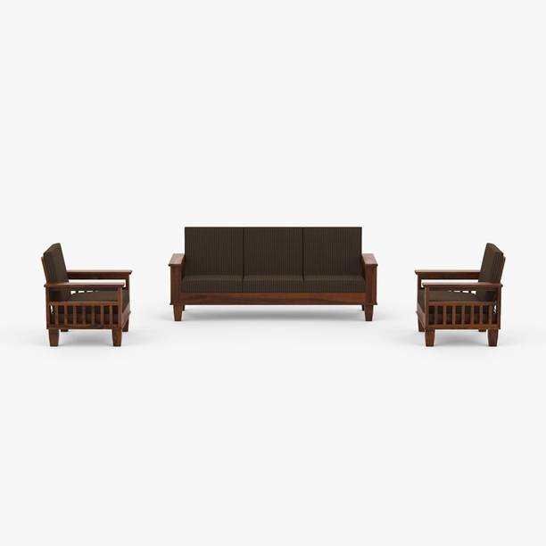 BARZISN Solid Sheesham Wood Five Seater Sofa Set For Living Rom , Office , Hotel. Fabric 3 + 1 + 1 Sofa Set