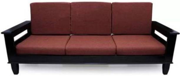 Douceur Furnitures Solid Sheesham Wood Three Seater Sofa Set For Living Room/Office. Fabric 3 Seater  Sofa
