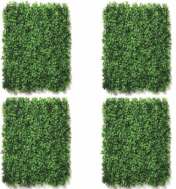 VIMIBELLS (Pack of 4) Artificial Small Leaves Vertical Wall Grass Tiles, Wall grass panels, Grass mat for wall décor, Garden Decor, Home Decor (Pack of 4) (40 x 60 cm Each) Artificial Plant