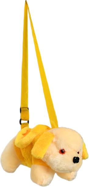 Cult Factory Handbag | Sidebag Soft Toy Animal Dog Stylish Trendy Bag for Girls, Women, Children, Baby Boy Plush Toy Picnic Bagpack Cute Stuff Yello Color Playtime Buddy Bag With cross Body Adjustable Straps Plush Bag