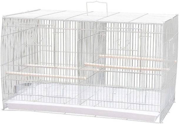 Petzlifeworld Small Birds Partition Cage White Colour With Separate Cup and Perches | High Quality | Powder Coated | Rustproof Bird House