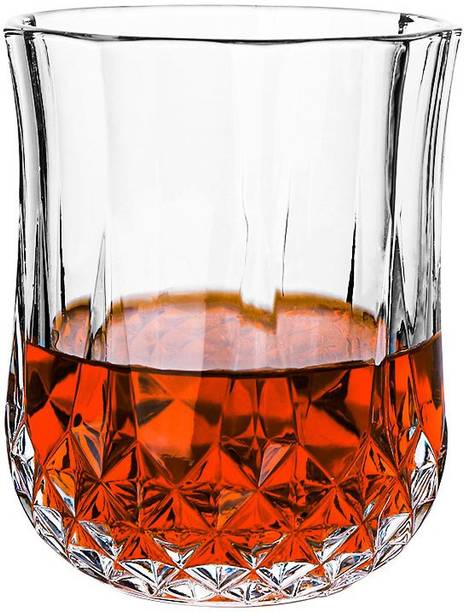 BLACK FOX ENTERPRISE (Pack of 6) Premium Diamond Whiskey Glass Tumbler Set Imported Crystal Rocks Whisky Glass for Scotch, Vodka, Liquor, Alcohol, Juice, Water Drinks – Set of 6, 300ml Glass Set (300