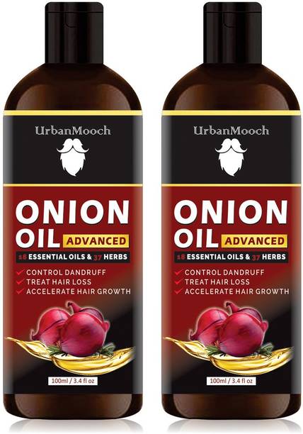 UrbanMooch Advanced ONION Oil For Hair Growth | Blend Of 18 Essential Oils- Hair Oil-100ml-Pack of 2-Bottle- Hair Oil