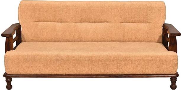 Douceur Furnitures Solid Sheesham Wood Three Seater Sofa For Living Room / Office. Fabric 3 Seater  Sofa