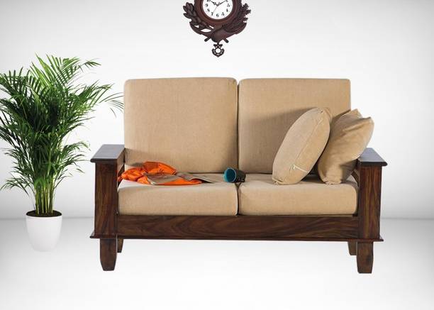 BRIGHTWOOD BrightWood Furniture Sheesham Wood 2 Seater Sofa For Living Room/ Waiting Room | Fabric 2 Seater  Sofa