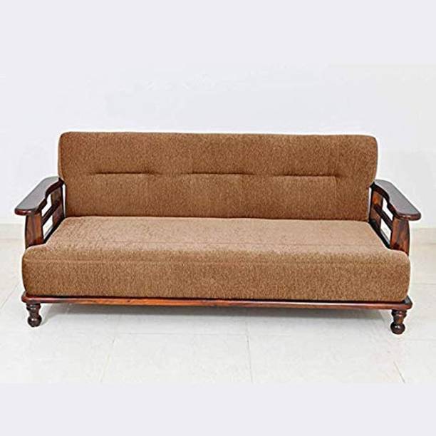 Taskwood Furniture Solid Sheesham Wood Three Seater Sofa For Living Room/ Hotel / Café / Office | Fabric 3 Seater  Sofa