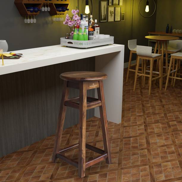 Tamannaartpalace Solid Wood Bar Stool Made of Sheesham Wood in Black Walnut Finish for Bar and Home, Pre-Assembled Solid Wood Bar Stool