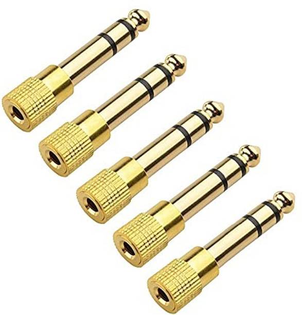 ERHIndia (Pack of 5) Jack 6.35mm Male Plug to 3.5mm Female Connector Headphone Amplifier Adapter Microphone 6.3 to 3.5 mm Audio Converter 3.5-6.5 mm Pin