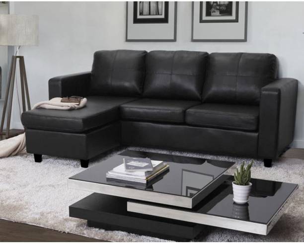 CHANDRIKA ENTERPRISES Leatherette 2 + 2 BLACK Sofa Set