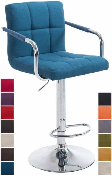 Finch Fox Modern Revolving Swivel Height Adjustable Fabric Counter Bar Stool Chair for Restaurant, Kitchen, Home, Lounge Salon in Dark Blue Color Metal Bar Chair