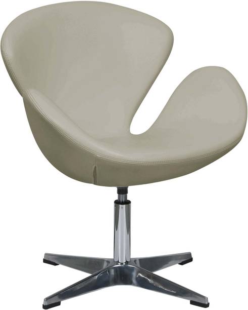 Finch Fox Swan Mid-Century Modern Living Room Swivel Lounge Chair in Beige Color Leatherette Lounger