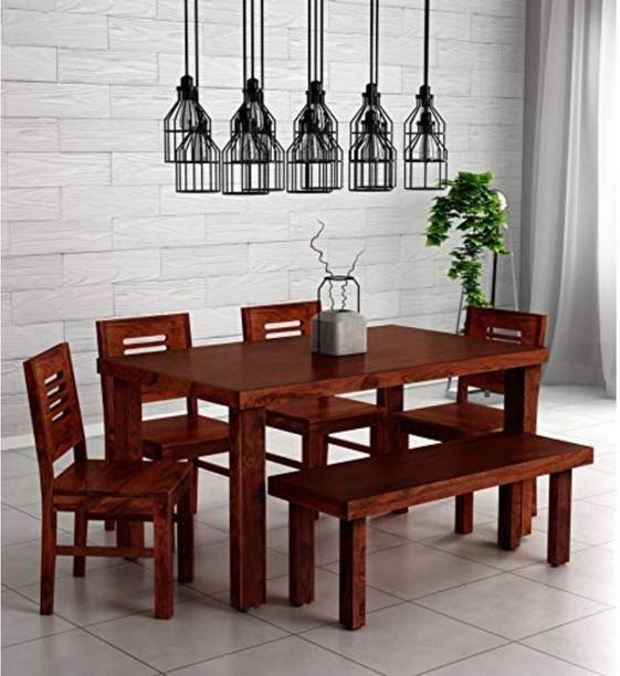 Douceur Furnitures Solid Sheesham Wood 6 Seater Dining Set For Dining Room / Restaurant Solid Wood 6 Seater Dining Set