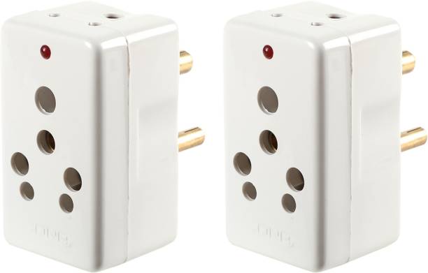 CONA Glossy 2076 3-Pin Multi Plug Adapter with Neon LED Indicator 6/16A 240V, Travel Adapter - Pack of 2 Plug Pin