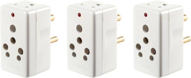 CONA Glossy 2076 3-Pin Multi Plug Adapter with Neon LED Indicator 6/16A 240V, Travel Adapter - Pack of 3 Plug Pin