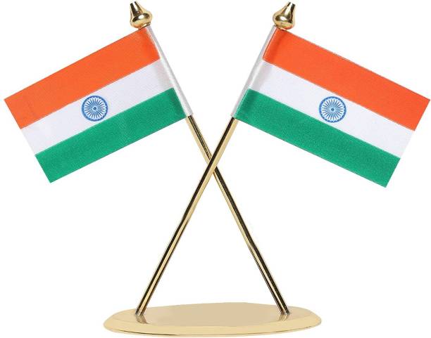 VOILA Indian Flags For Car Dashboard Decoration Rectangle Car Dashboard Flag Flag
