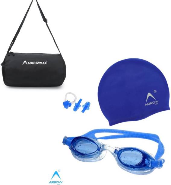 ArrowMax Swimming Kit set (swim cap/Swimming Goggle/Earplugs/Noseplug) with bag Swimming Kit