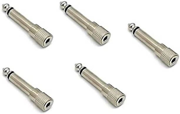 ERHIndia (Pack of 5 pc) 6.5MM Male to 3.5MM Female Jack Plug Audio Headset Microphone Guitar Recording Adapter 5 pc_3.5-6.5 mm Pin