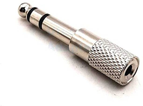 ERHIndia (Pack of 1 pc) Silver Plated 6.35mm 1/4 inch Stereo Male to 3.5mm 1/8 Inch Female Headphone Jack 6.35mm Stereo Audio Adapter 3.5-6.5 mm Pin