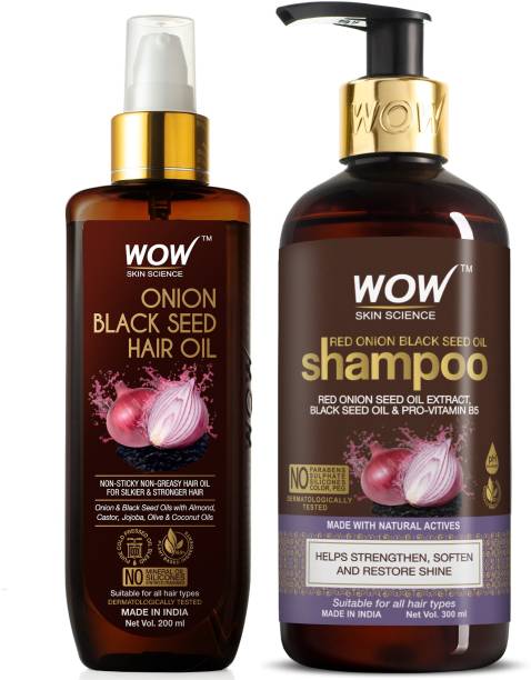 WOW SKIN SCIENCE Red Onion Black Seed Oil Ultimate Hair Care Kit (Shampoo + Hair Oil) (2 Items in the set)