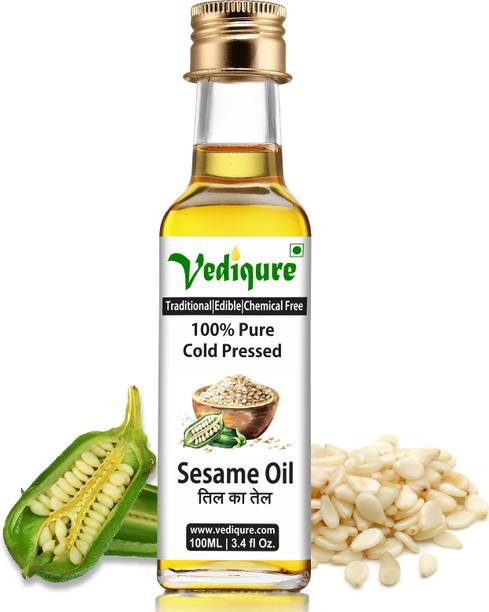 vediqure Sesame Oil | 100% Pure Natural Cold Pressed Edible Til Ka Tel | 100ml Sesame Oil