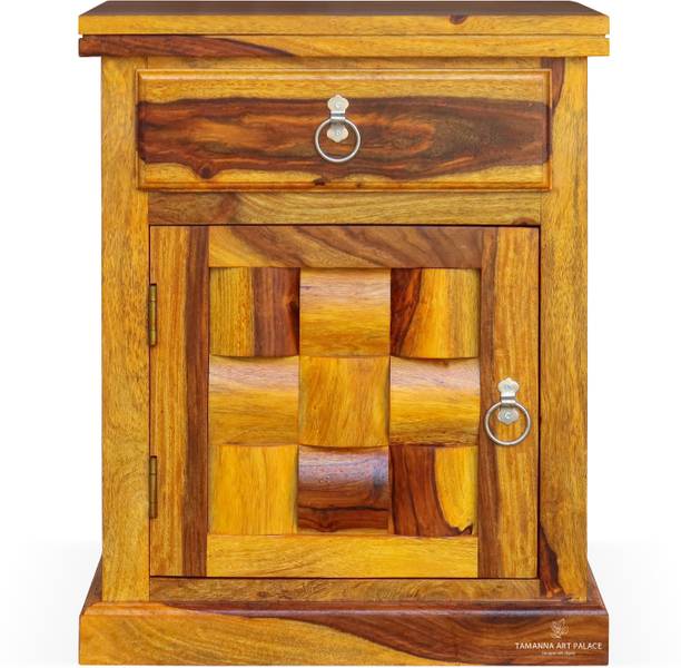 Tamannaartpalace Solid Wood Nivora Bedside Table with Storage in Provincial Teak Finish, Pre-Assembled Solid Wood Bedside Table