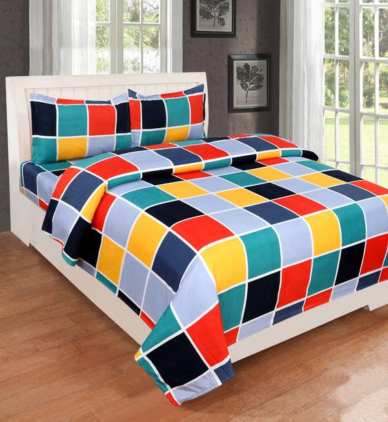 RisingStar 180 TC Cotton Double Checkered Flat Bedsheet