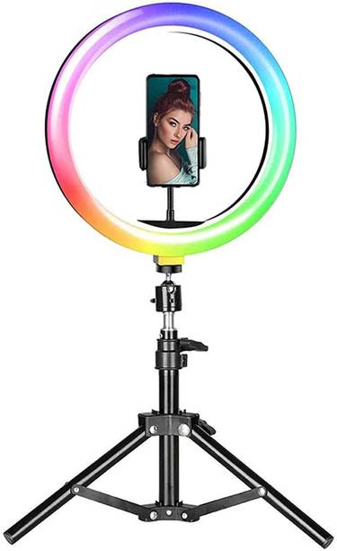 Setster 10-inch RGB Color Selfie Ring Light with 7 Feet Metal Tripod Stand Ring Flash