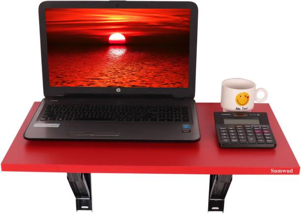 Sumwud Lily Wall Mounted Folding Laptop Study Table Wood 60CMX35 CM Red Engineered Wood Study Table