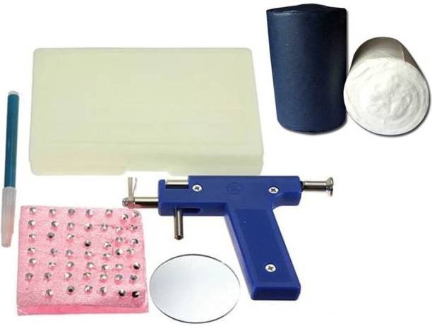 Digital Craft Package Content: 1 x Professional piercing guns tool, 1 x marker pen, 1x plastic case, 1x round mirror24 ,pcs ear studs. with Absorbent Cotton Punches & Punching Machines