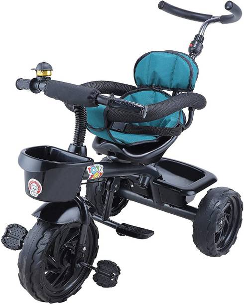 JoyRide Learn-to-Ride Trike on 3 Wheels with Safety Harness, Non-Slip Pedal,Storage Basket and Removable Parent Handle Tricycle (Green) 531GREEN Tricycle