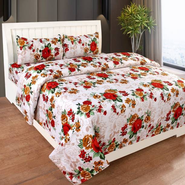 ANIKET 180 TC Polycotton Double Floral Flat Bedsheet
