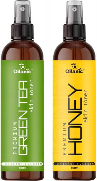 Oilanic Premium Green Tea & Honey Face Toner For Men & Women Combo Pack of 2 Bottles of 100 ml (200 ml ) Men & Women