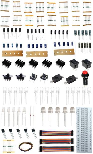 CodifyMonk Breadboard Kit (Resistors, Capacitors, Switches, LED's, 555IC's, Diodes, Transistors, Jumper Wires and Breadboard) Educational Electronic Hobby Kit