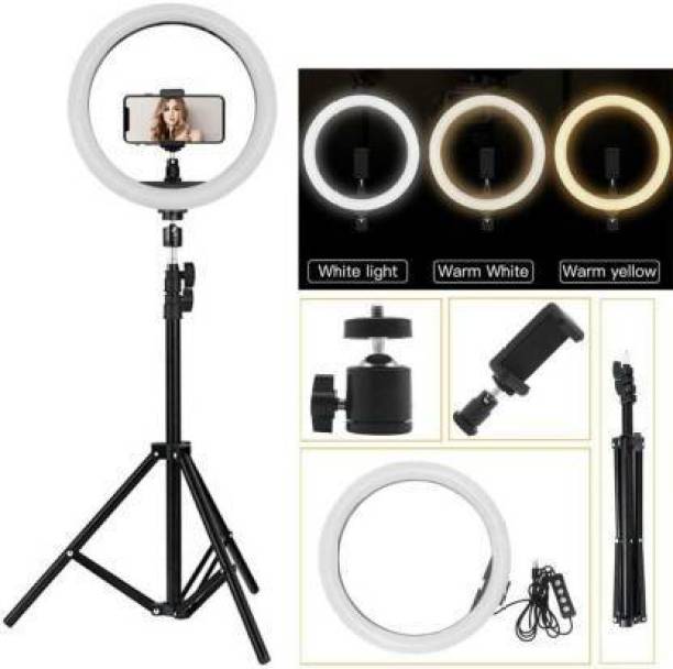 FIXTSON Professional 10 inch Dimmable LED Selfie Light with 7 Feet Tripod Stand Ring Flash