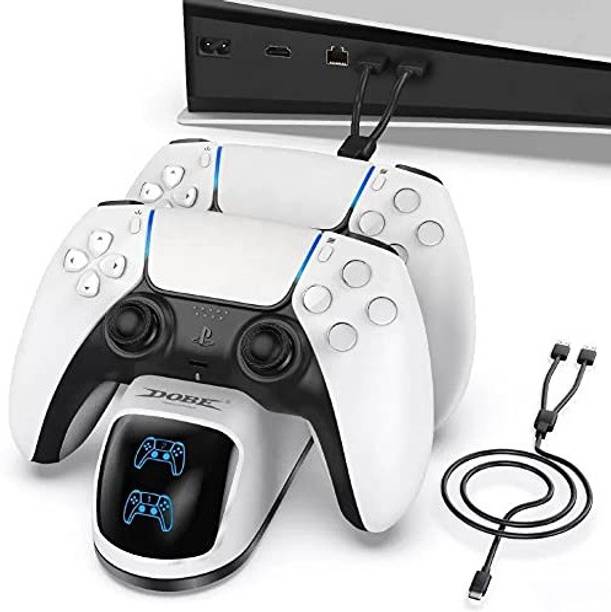 TMG PS5 Controller Charging Station Compatible with PS5 Controller|PS5 Controller Charger High Speed for Sony DualSense Controller (White)  Gaming Accessory Kit